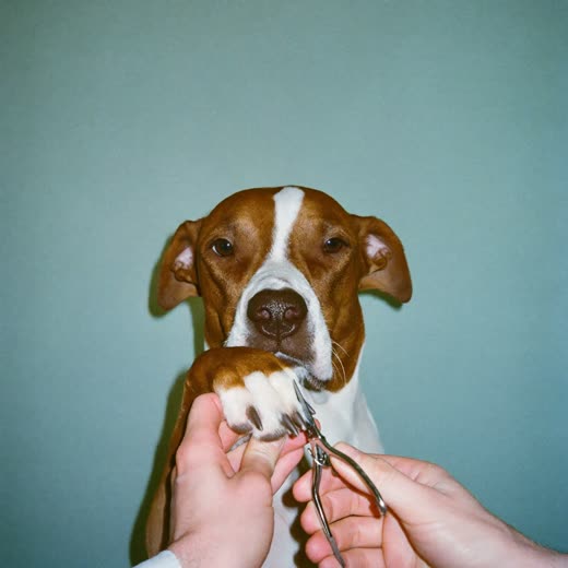 A dog's paw having its nails trimmed